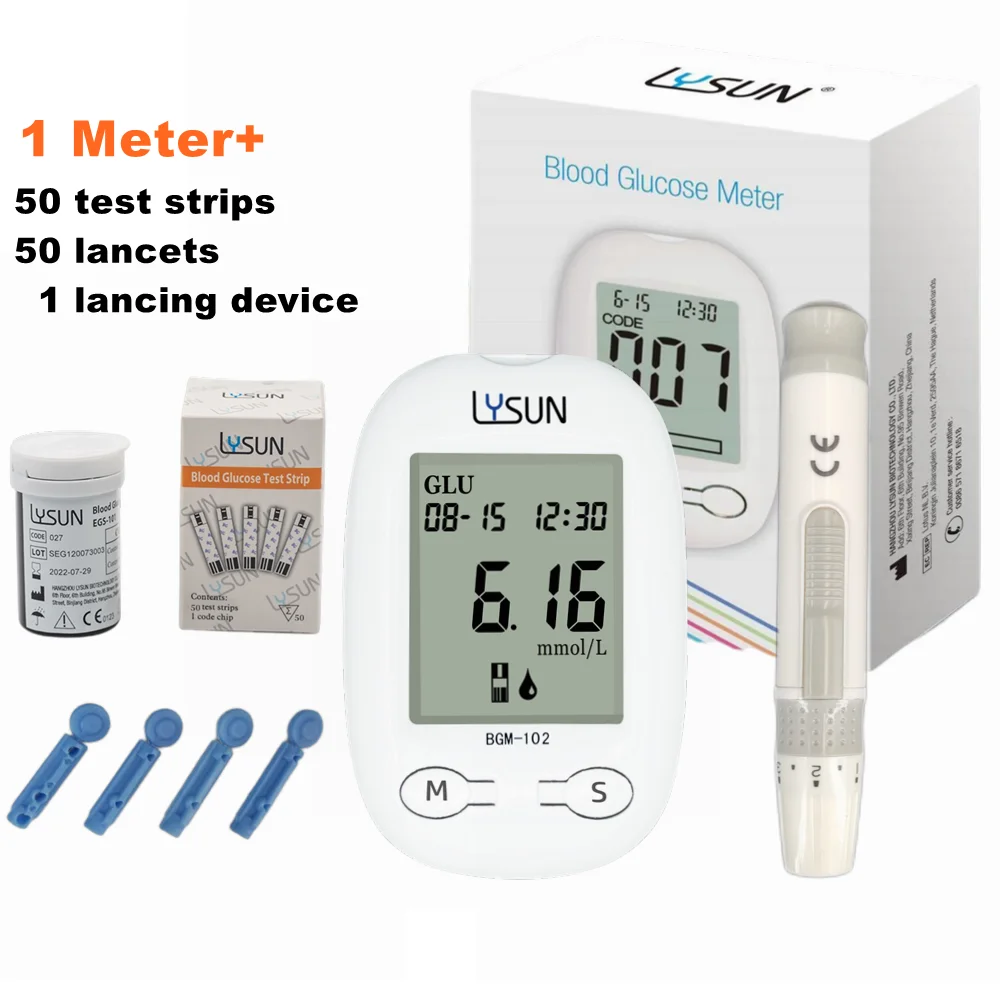 Lysun BGM-102 Blood Glucose Meter Diabetes Medical Devices glucometer kit with Test Strips Lancets painless Blood Sugar Tester