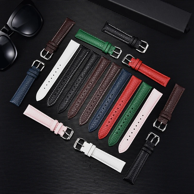 Luxurious Lychee Pattern Genuine Leather Watch Band – Elegant Bracelet Strap