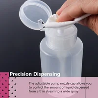 Bouteille à pompe vide portable de 210 ml, rose/transparente, distributeur de liquide pour dissolvant de vernis à ongles 2