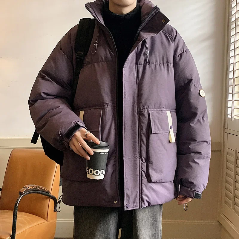 Colorful Men's Winter Jacket Korean Men's Puffer Coats Large Pocket Oversize Outwear Harajuku Hip Hop Winter Parka Male Clothing