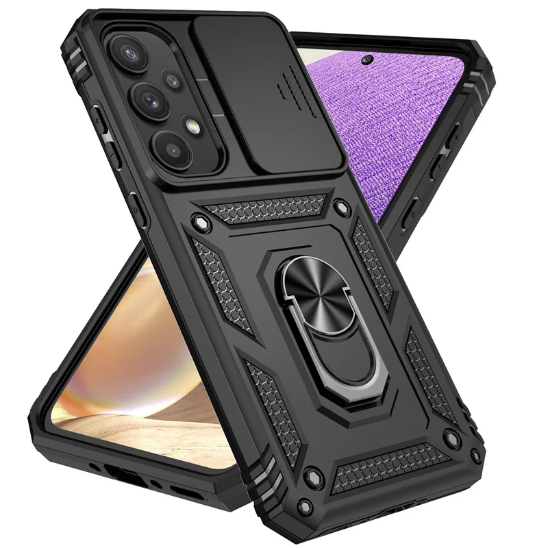 Shockproof Armor Case with Ring Holder & Lens Protection