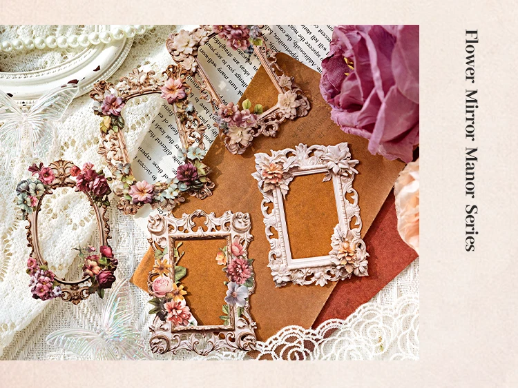 JIANQI 10pcs/pack Cutout Flowers Frame Collage Card Decor Junk Journal DIY Scrapbooking Aesthetic Stationery Craft Paper