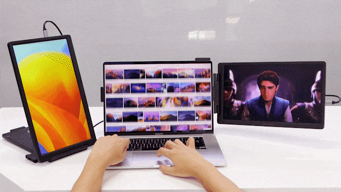 Crowview-14インチ1920x1080超軽量ポータブルモニター、デュアル