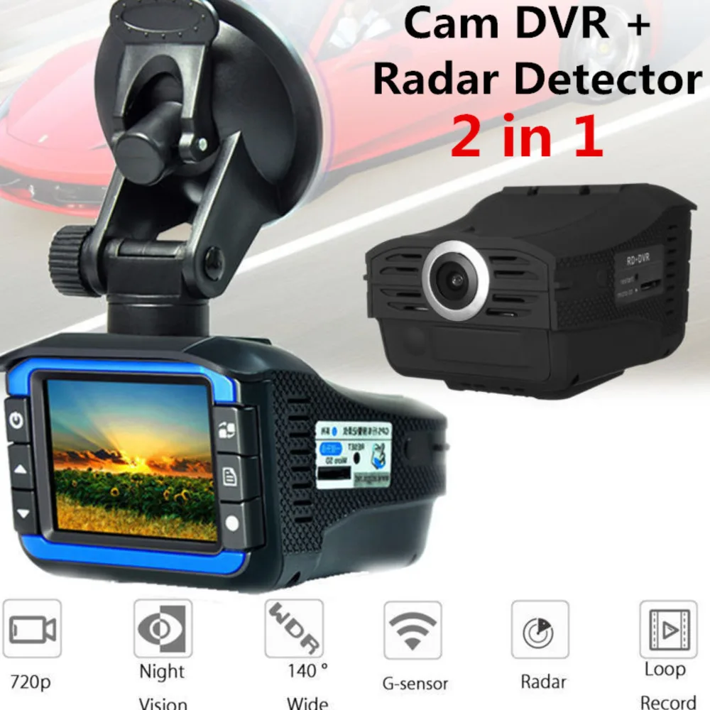 

2in1 Camera Video HD 720 P Auto DVR Detector Camera Video Recorder Dash Cam Radar Laser Speed Detector Good Quality