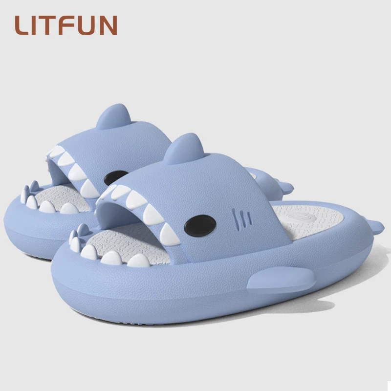 

Litfun New Children's Shark Slippers Outdoor Cartoon Sandals For Boys Girls Summer Trendy Beach Flip Flops Home Non-slip Slides