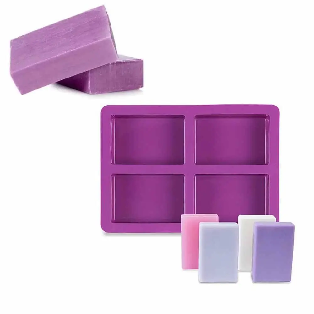 Stampi in Silicone per Sapone a 4 Cavità, Forma Rettangolare, Stampo Flessibile per Sapone Fatto a Mano, Riutilizzabile, Stampo per Toast - immagine 4