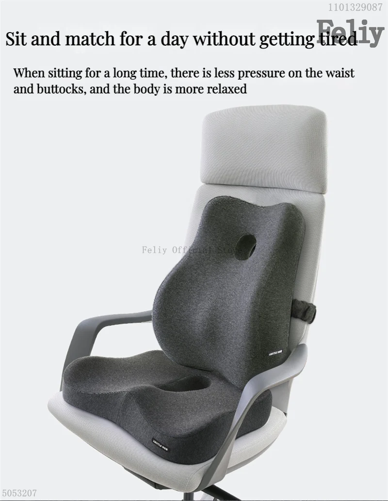 Lofty Aim Cuscino In Memory Foam Per Auto, Ufficio E Casa – Grigio, Con Tasca Portaoggetti E Fondo Antiscivolo