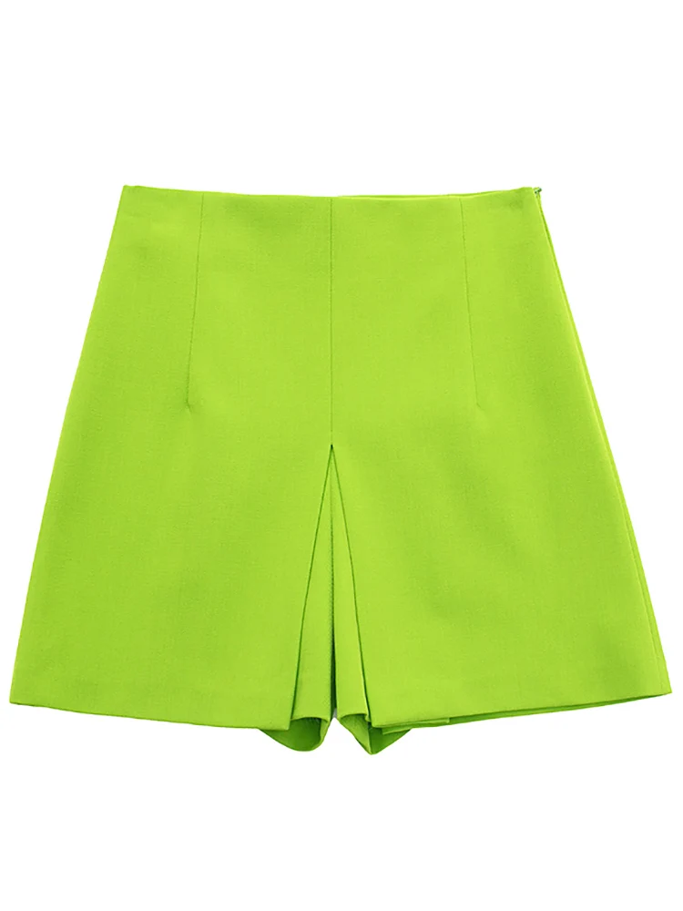 FairyNatural Fashion Women Chic Green Shorts Casual Solid Color High Waist Side Zipper Fly Suit Shorts Lady Mujer Pantalon 2022 swim trunks Shorts