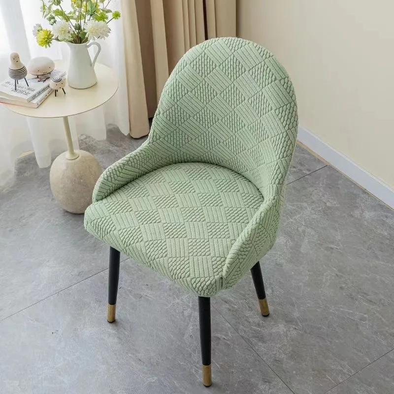 Thickened Polar Fleece Semicircle Armchair Cover Elastic Dining Chair Covers Jacquard Stool Seat Cover for Hotel Restaurant Home 6