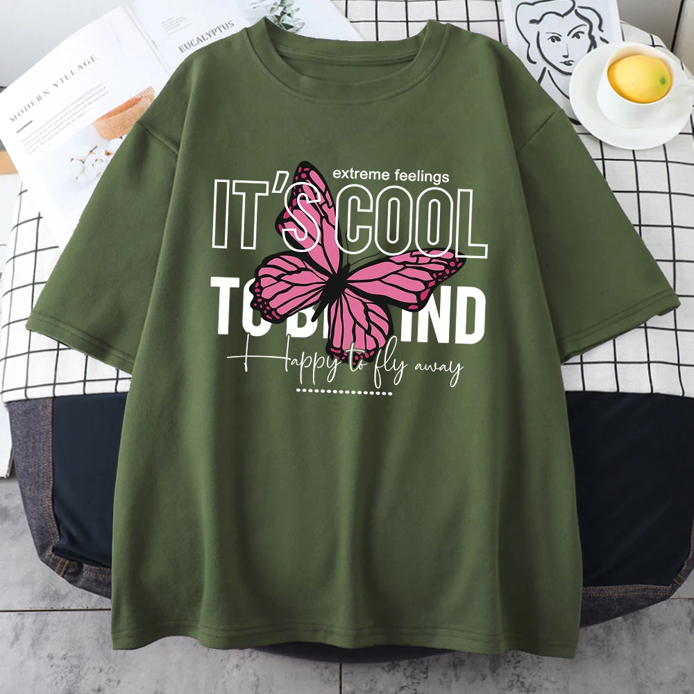 

It'S Cool To Be Kind Happy To Fly Always Mens Short Sleeve Personality Casual Cotton T-Shirts Vintage All-math Tops Man Clothing