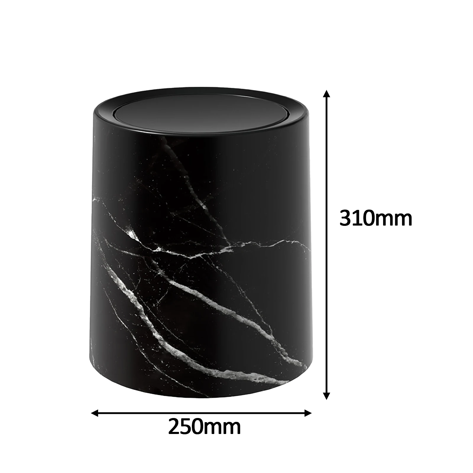 VMbathrooms Pattumiera per Cosmetici 3L in nobile design nero/cestino spazzatura con chiusura automatica/Cestino elegante per il bagno con contenitore interno e coperchio in legno di bambù