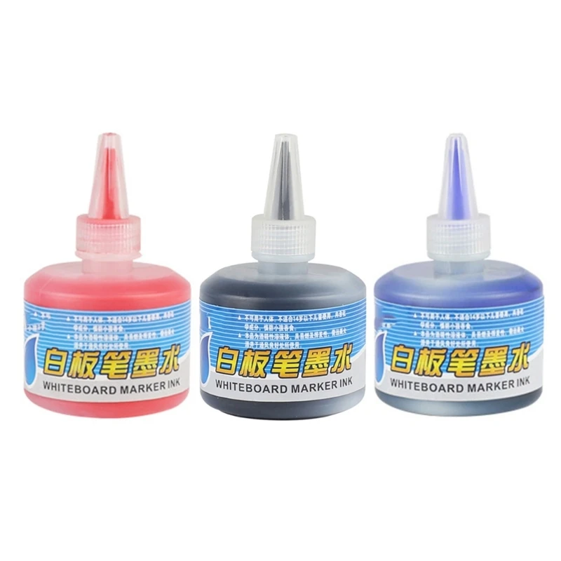 리필 잉크 화이트보드 마커 펜, 학교 사무용품, 1 병, 50ml, 블랙, 레드, 블루, 3 색