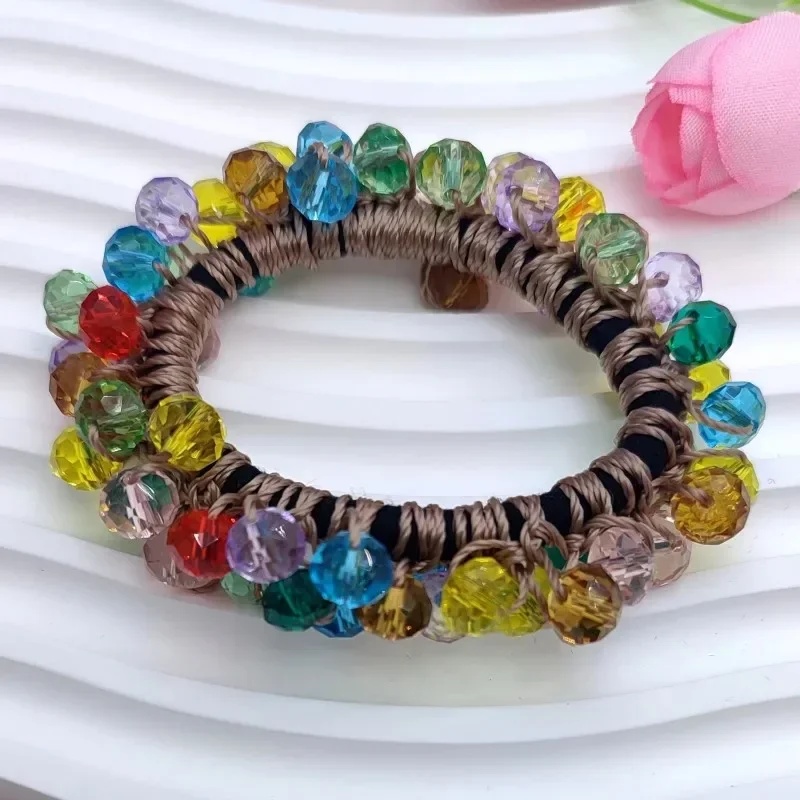 Elegant Purple Crystal Woven Hair Band | Chic High Ponytail Accessory