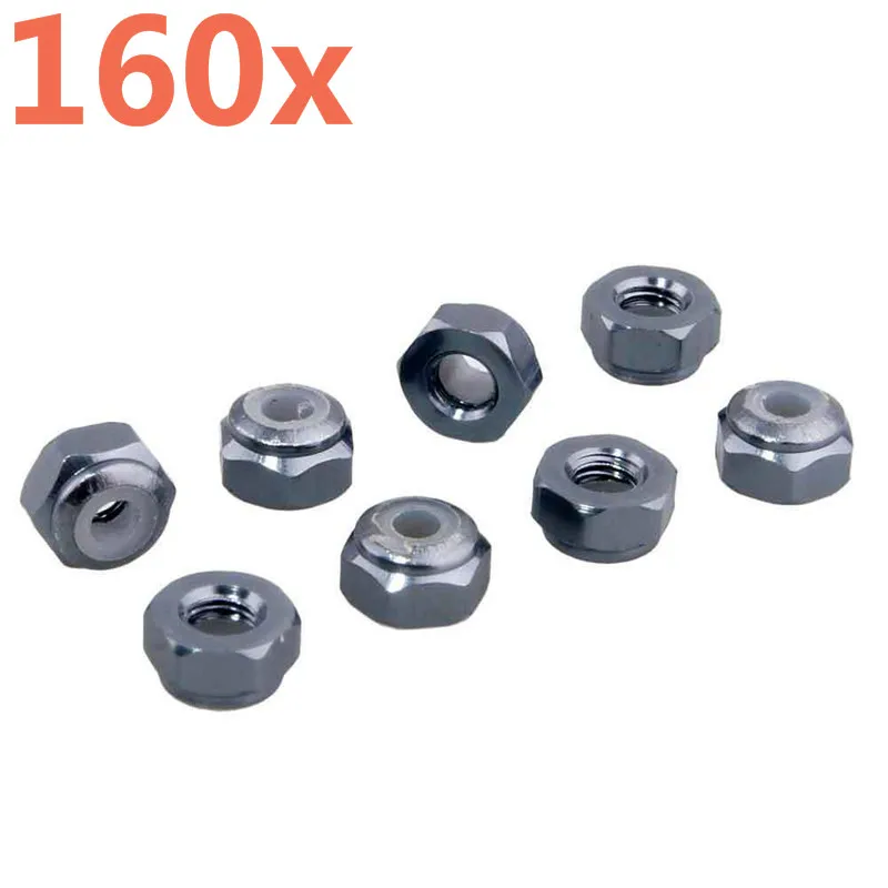 

160Pcs/Lot Aluminum Alloy Nylon Nut M3 Upgrade HSP 02102 Spare Parts For 1/10 RC Model Car 102048 122048