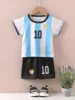 Two piece summer Messi and Ronaldo 3D printed children's football training set for boys, breathable and sweat absorbing sportswe 1