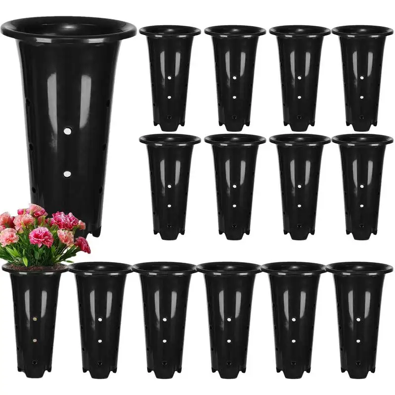 

Seedling Flower Plant Container Pots with Drainage Holes 15Pcs Deep Plant Nursery Tall Flower Pots Black Rigid Nursery Container