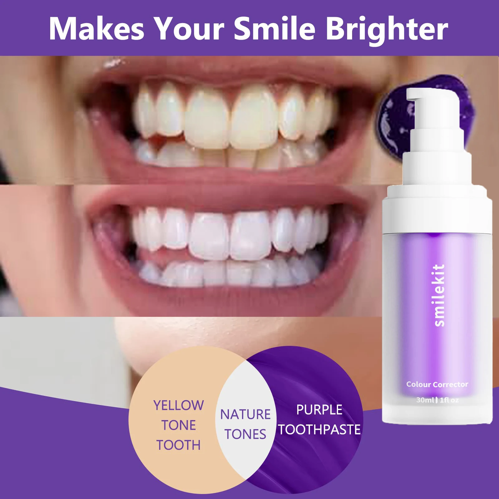 PurpleTeethWhiteningToothpasteProfessionalDentalWhiteningTooth