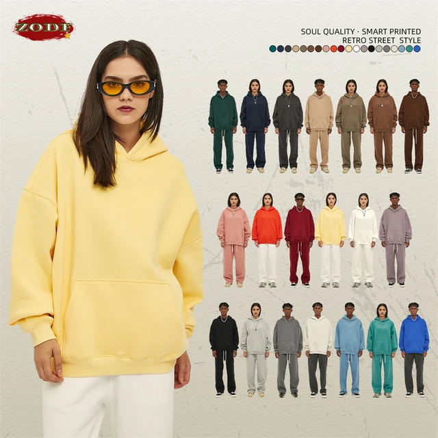 ZODF New Thick 350gsm Fleece Hooded Hoodies For Men Unisex Winter Oversized Loose Basic Solid Sweatshirts Pullovers Coats HY0631