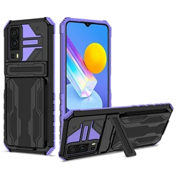 VIVO Camera Protection Phone Case with Cardholder & Kickstand for VIVO Y12A (PURPLE)