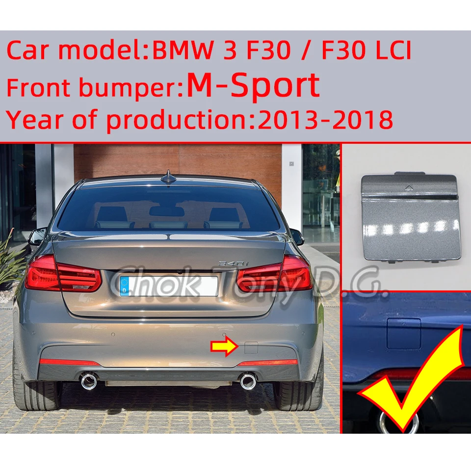 Rear Bumper Towing Hauling Shell Lid Trim for BMW Series 3 F30 / F31 / LCI M-Bumper 2012 2013 2014 2015