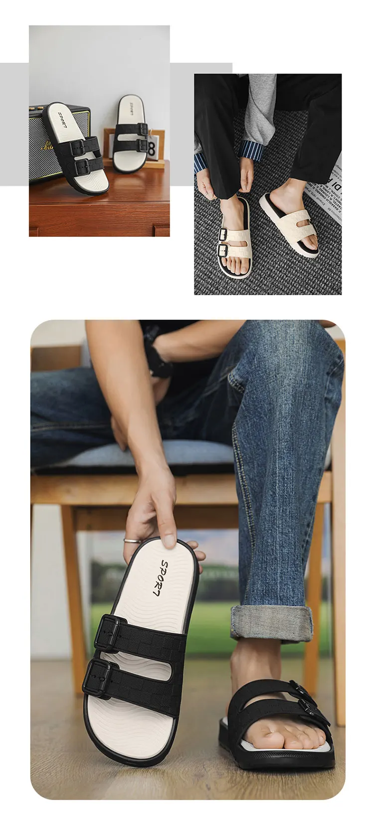 شباشب شاطئ صيفية للرجال صنادل مريحة تسمح بمرور الهواء خفيفة للغاية شباشب رجالية داخلية وخارجية مقاس كبير 46 47