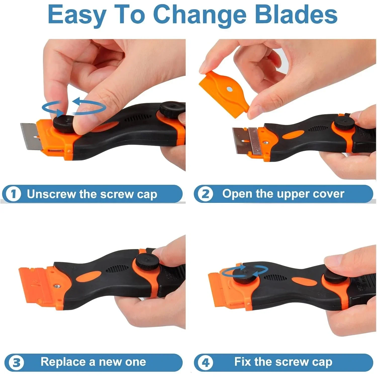 2Pcs Razor Blade Scraper 10 Metal Blades & 30 Plastic Blades Remove Label Decal Tool Car Glass Windows Tile Cleaning Tool