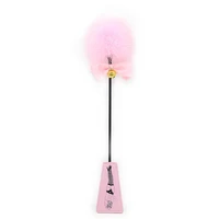 46CM PU Leather Horse Whip Paddle,  Decoration Golden Bell Pink Feather Paddle for Stage performance props 2