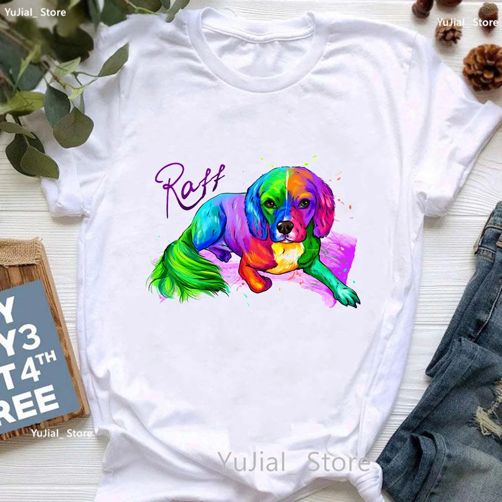 

Rainbow Llama/Cat/Dog/Fox/Giraffe/Wolf Animal Print T Shirt Girls Funny White Tshirt Women Harajuku Kawaii Clothes Summer Tops