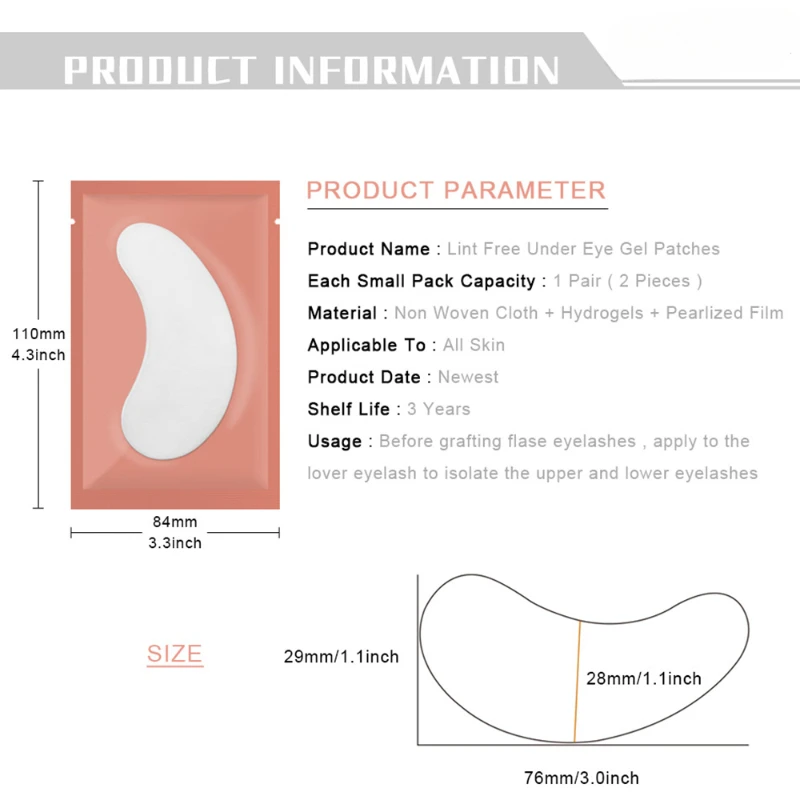 Fake Eyelashes Eyelash Patches Eyelash Patch Eyelash Pads Eyelash Accessories Eyelash Extension Supplies 500 pairs Eyelash Extension Patches Grafting FalseEyelashes Under Eye Pads Lint-free Fake Lash Extensions Eye Paper Patch