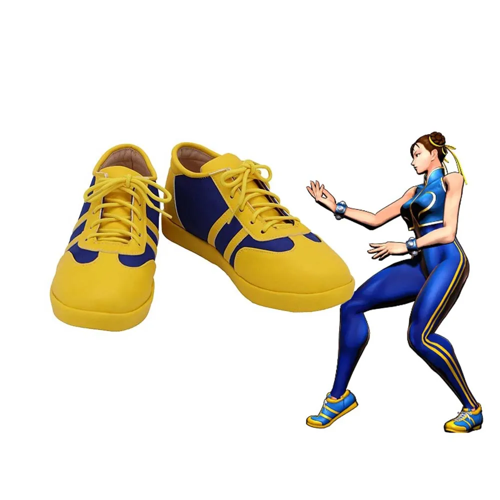 

Game Street Chun Li Cosplay Yellow Shoes Boots Accessories Halloween Carnival Cosplay Costume Props Women Men