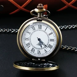 Relojes de bolsillo de movimiento de cuarzo para hombres y mujeres, reloj de cadena antiguo de bronce, collar, reloj FOB de bolsillo, colgante, regalos