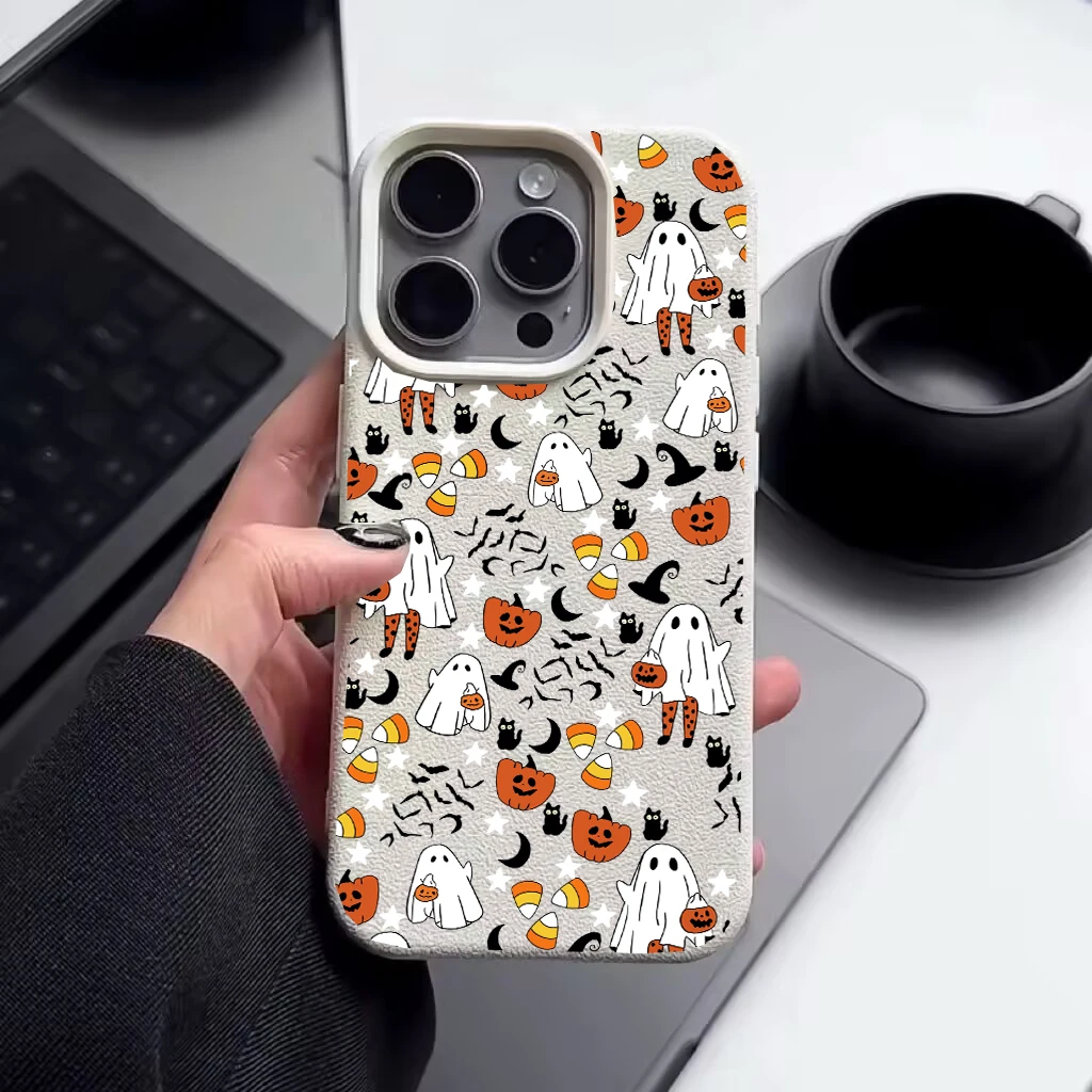 Autumn Leaf Pumpkin Coffer Leather Phone Case