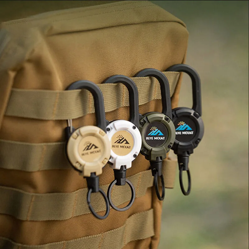 Retractable Buckle Keychain Multi-Functional for Outdoor Camping Hiking Anti-theft Retractable Wire Rope