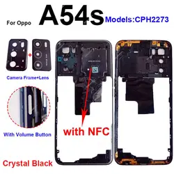 Enhanced Middle Frame Housing Bezel Cover with Side Buttons and Camera Lens Parts (A54S - Black - Lens NFC)