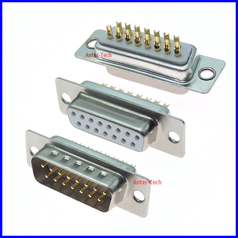 1 Pz 3U Placcato Oro Pin Solido Db15 Maschio Femmina Montaggio Porta Seriale Connettore A Saldare Tipo D-Sub Com Connettori 15Pin 15P Adattatore
