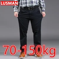 Fat Men Casual Pants Plus Size 34-50 Casual Trousers Black Long Pants Stretch Fabric Loose Baggy Pants Big Size for 70-150kg 1