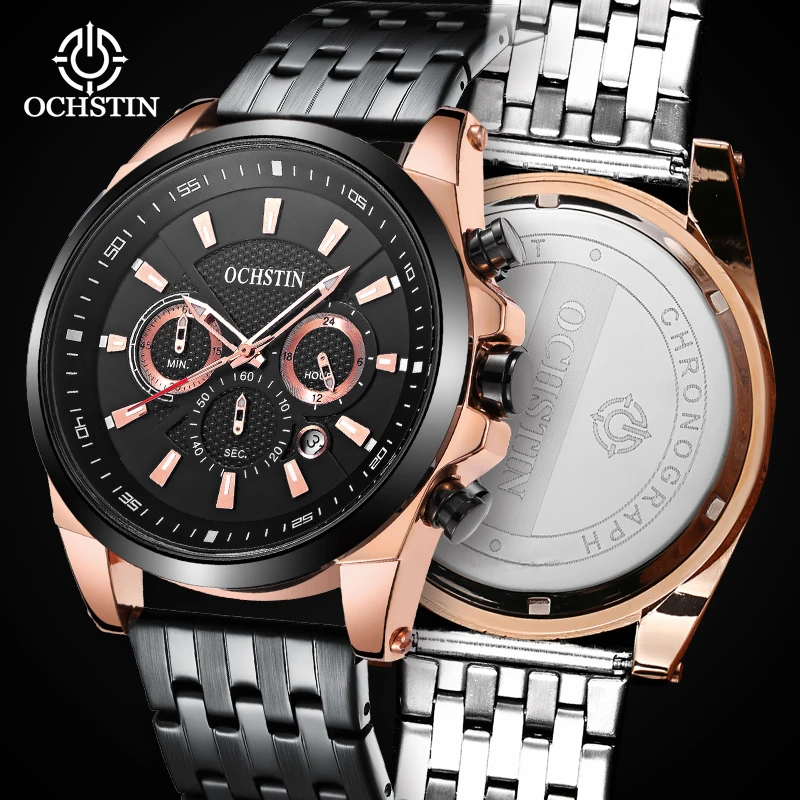 OCHSTIN Originale Series Steel Strap Multi-functional Quartz Watch Cool Beauty Elegant Exquisite Men's Quartz Watch