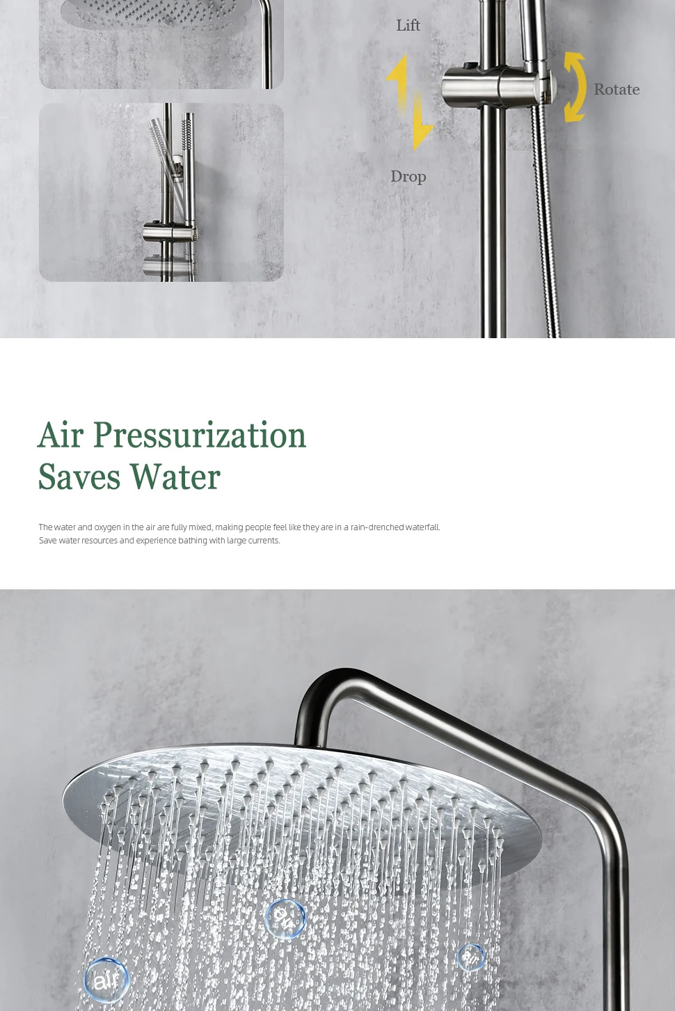 S89281d0f67f349ac8be8f0b5db7db3b4E Brushed Nickel Thermostatic Shower Faucets Sets Wall Mount Brass Bathroom Mixer Rain shower Faucet Rainfall Shower Thermostatic Systems Mallzona