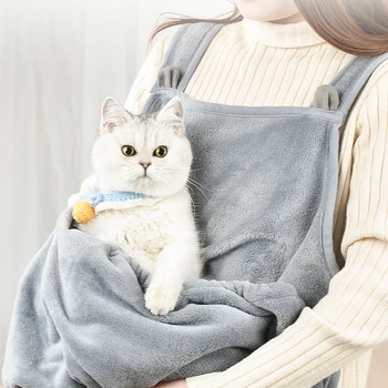 Sac de couchage de voyage pour animaux de compagnie, pochette de transport pour chat, sac pour chiot, sac à bandoulière en peluche pour l&rsquo;extérieur, sac de Transport confortable pour tablier pour chats