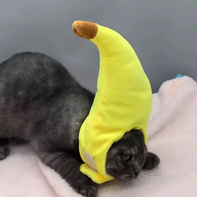 Cute, Adjustable Pet Hat with Transformation Feature. Soft, Fun Design - Banana & Duck Cartoons for Cats 3
