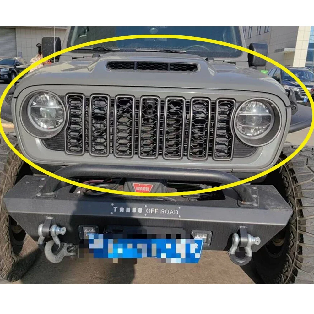 

freeshipping to Mexico LantSun JL1300 New Front Grille ABS 2024 Style Grill for Jeep for Wrangler JL JT