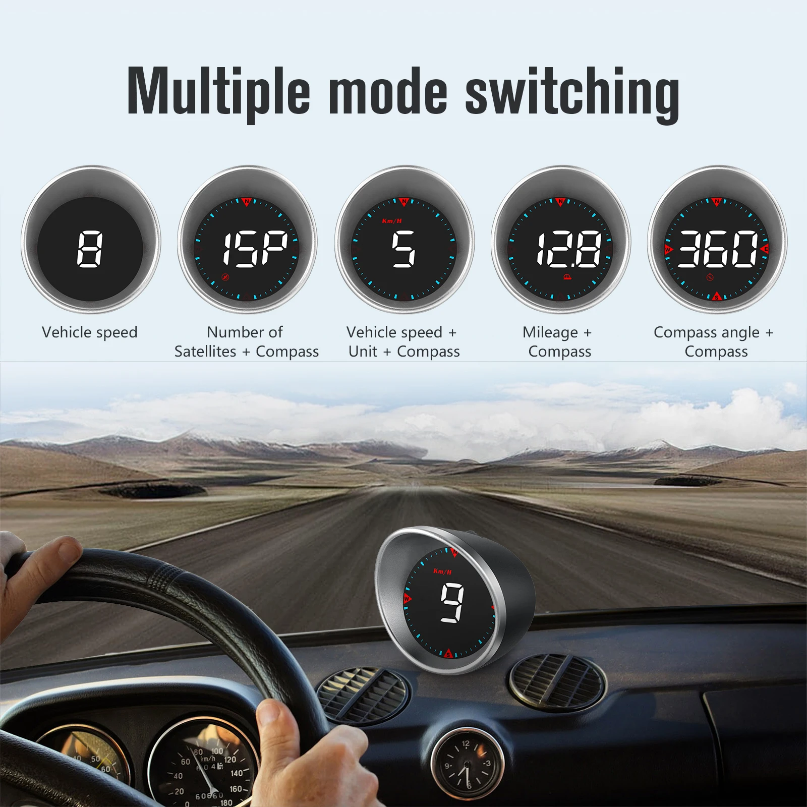 자동차 GPS 헤드업 디스플레이 디지털 알람 과속 경고 범용 속도계 G5 LED 백라이트 GPS 나침반 자동차 액세서리