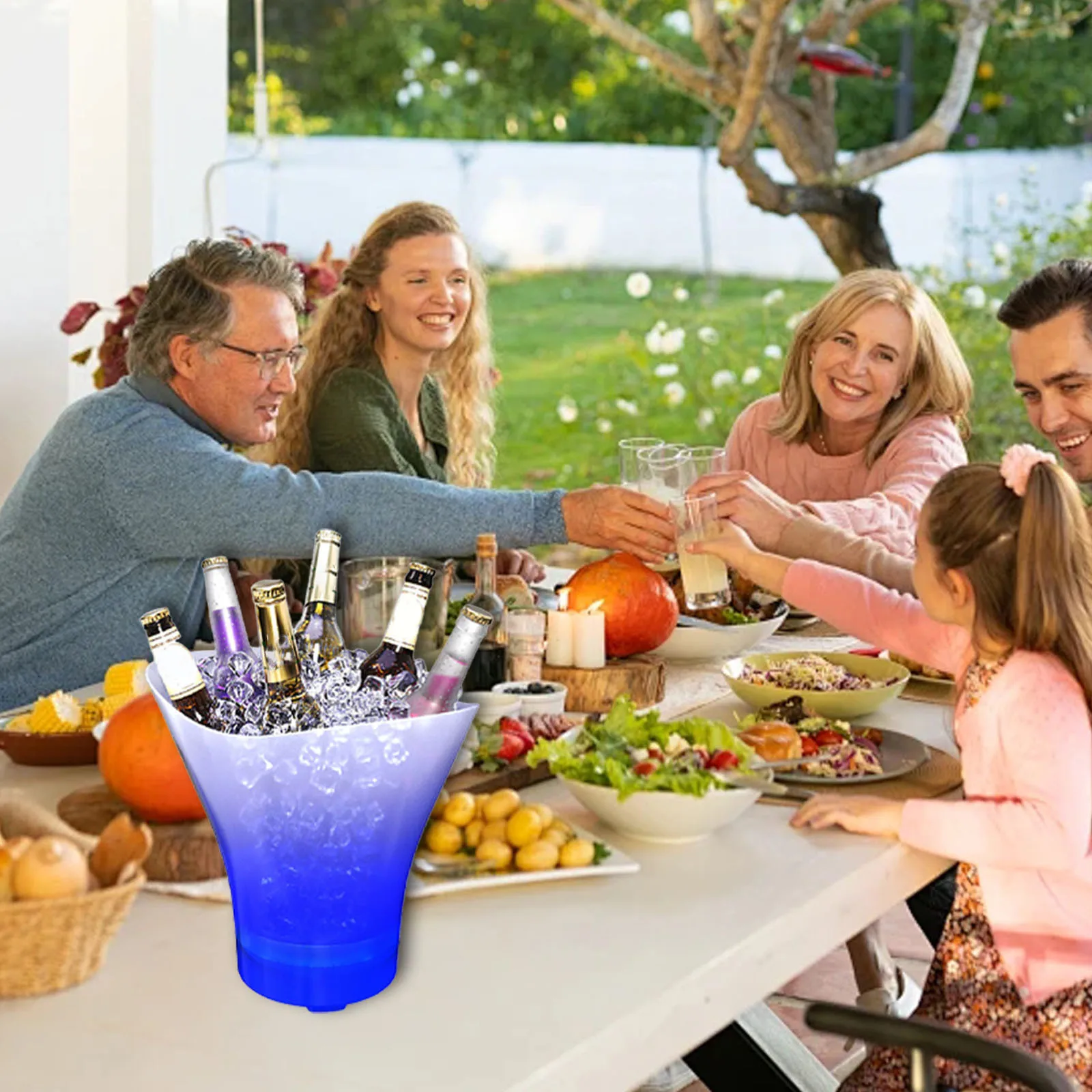 Light 7 Color Ice Bucket Subwoofer Wine Barrel LED Light Small Speaker Camping Ice Buckets LED Storage Containers Supplies