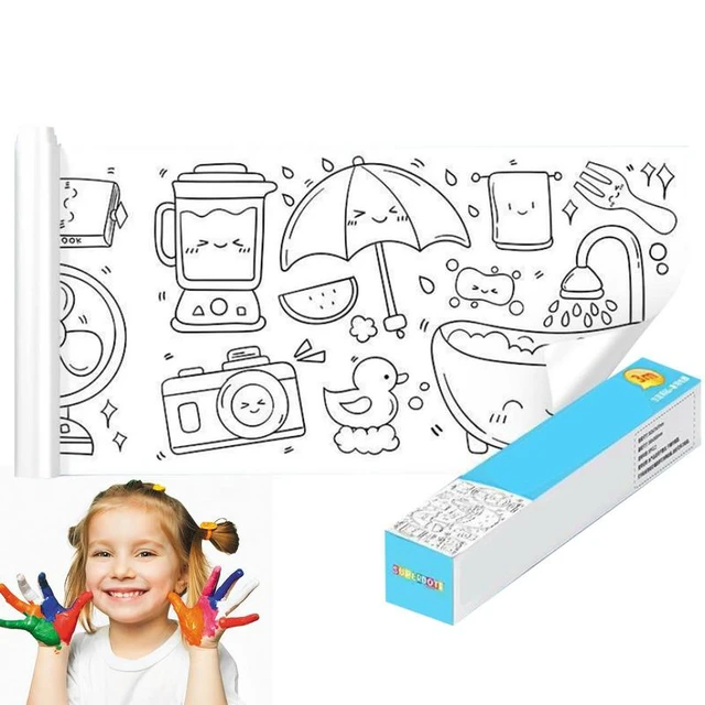 Enfants Coloriage Rouleau De Papier Table Mur Feuilles De