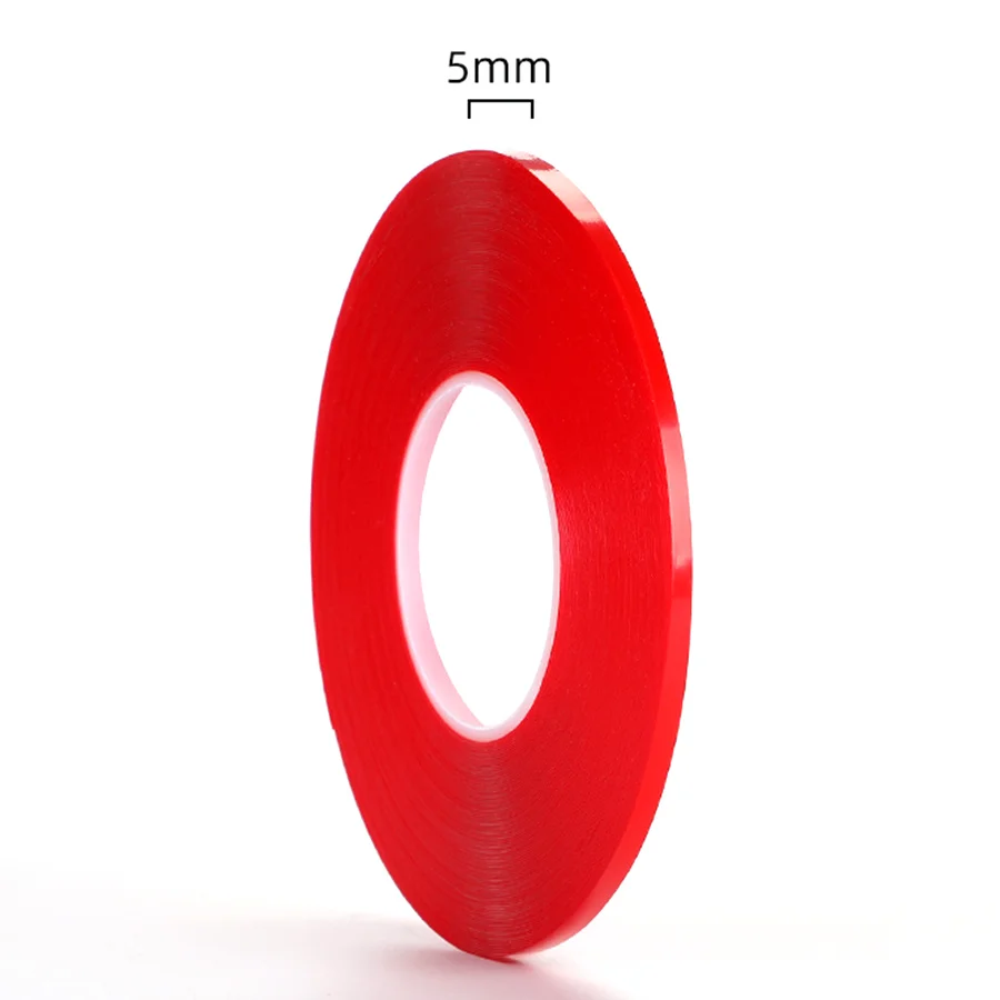 0.2MM 1/2/3/5/8/10mm 25M Strong Acrylic Adhesive PET Red Film Clear Double  Side Tape No Trace For Phone Tablet LCD Screen Glass