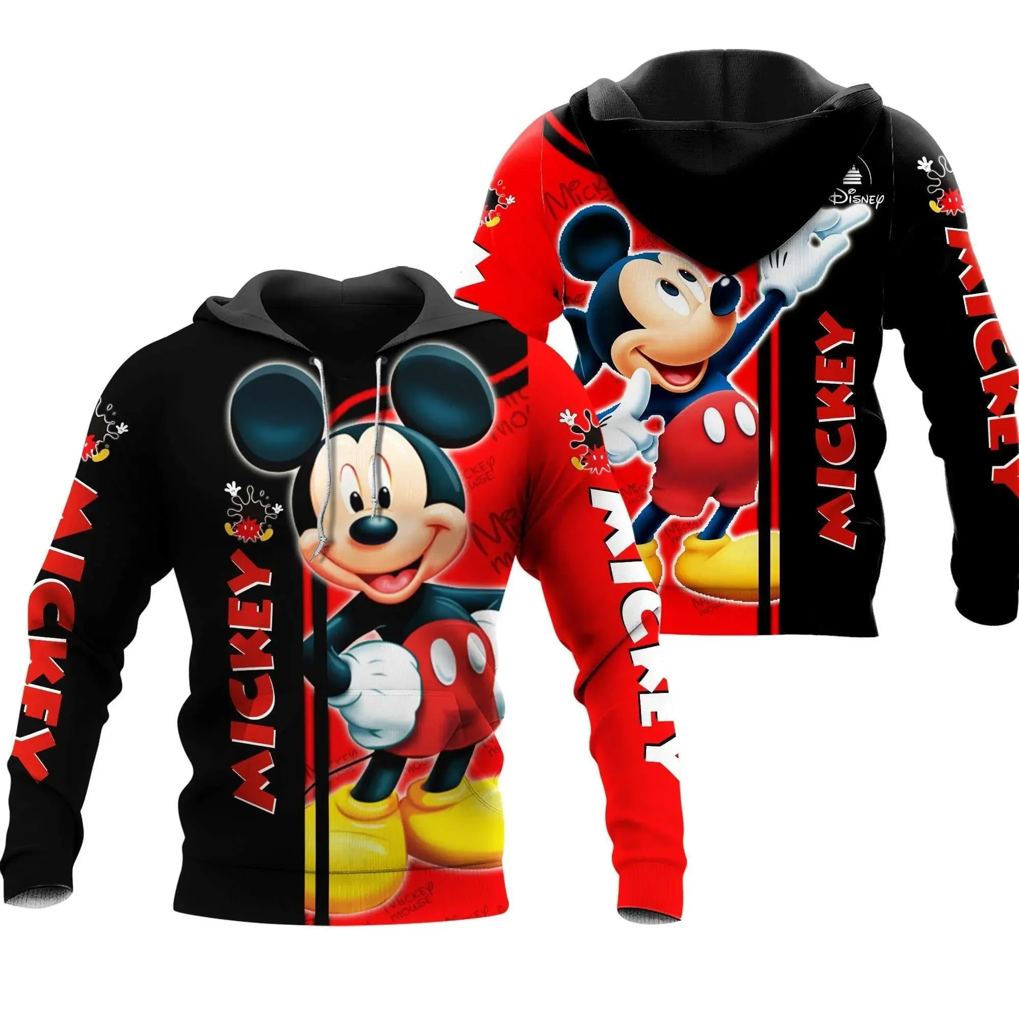 

2024 Disney Mickey Mouse 3D Print Hoodie Men's Women's Casual Sweatshirt Cartoon Zipper Hoodie Fashion Street Hoodie