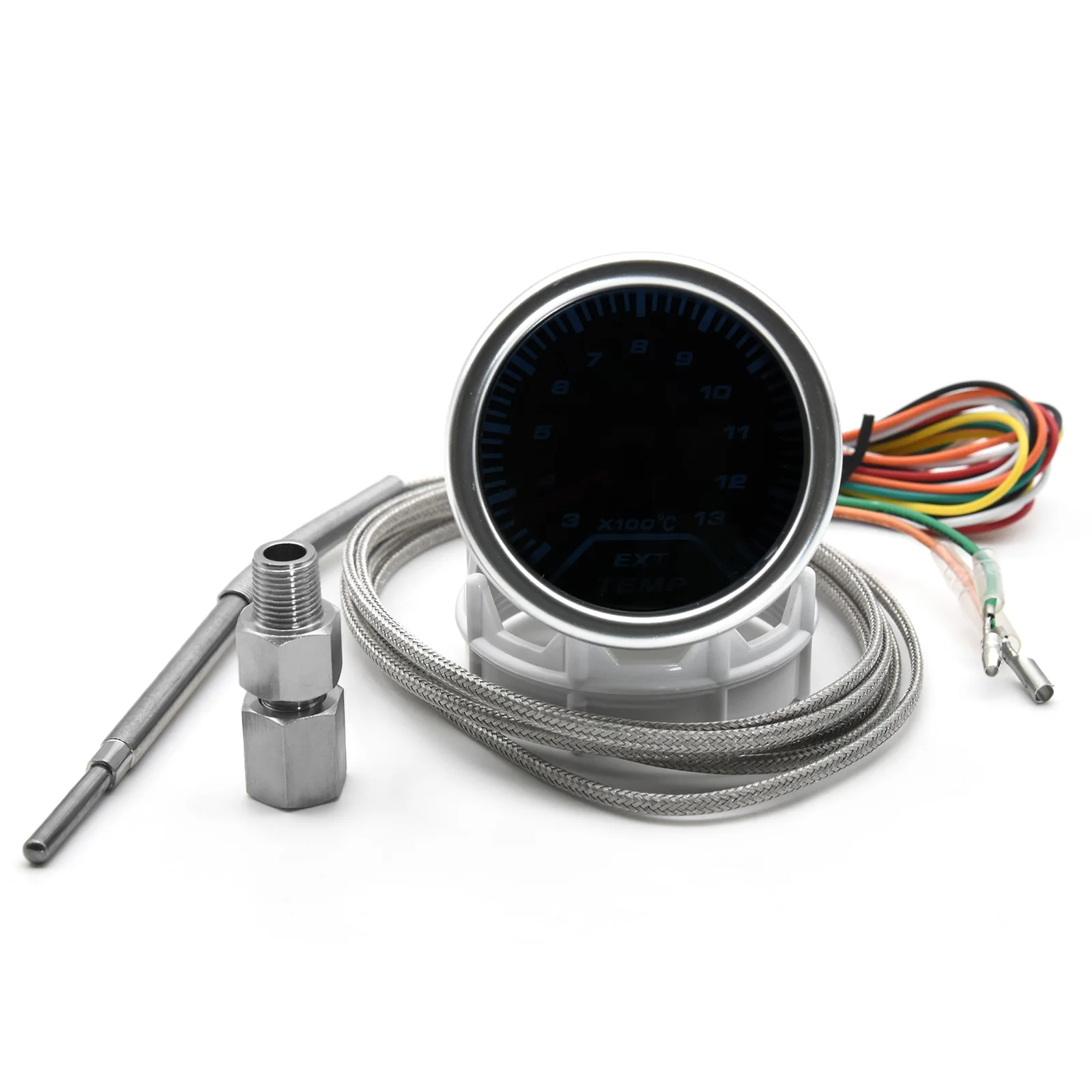Car Gauge Exhaust Temperature Sensor AD Universal 52mm Exhaust Temp Gauge + EGT Sensor Motor Temperature Meter Digital Exhaust Temperature EGT EXT Gauge Turbo Boost