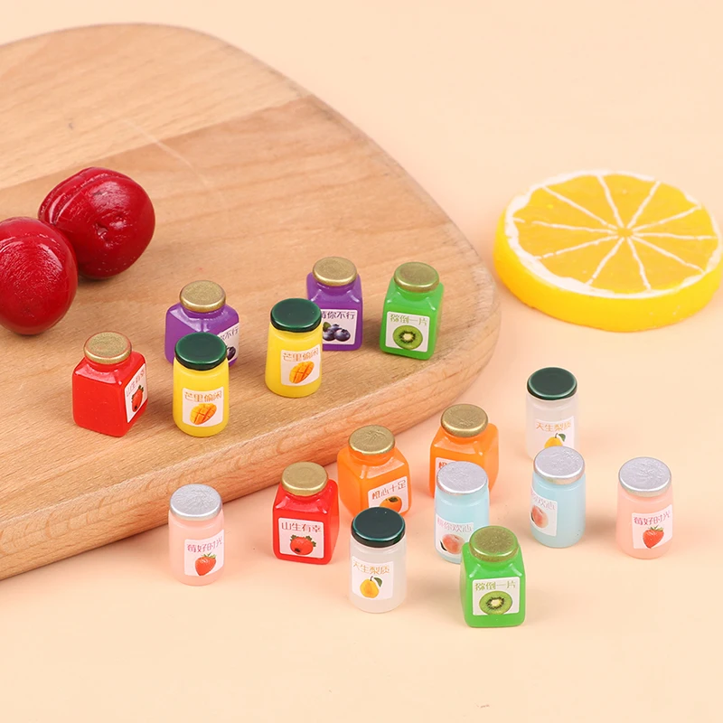 8pcs 1:12 Miniatures Dollhouse Jams Model Furniture Kitchen Accessories For Doll House Decor Kids Pretend Play Toys Gift 2