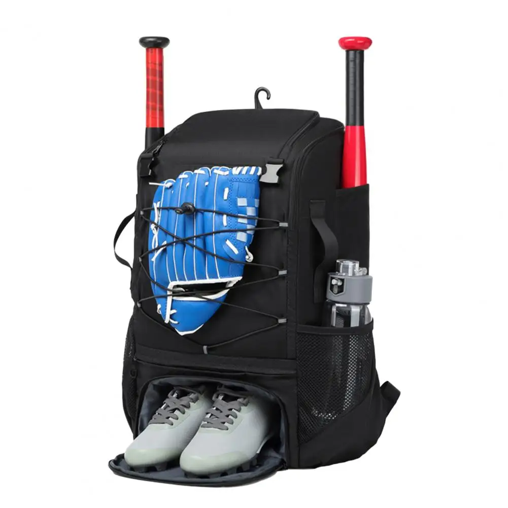 Baseball Bag Durable Zipper Design Oxford Cloth Baseball Backpack with Shoe Compartment Waterproof Bat Bag for Sports