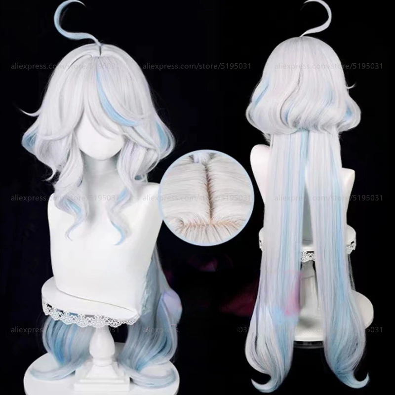 

Genshin Impact Focalors Cosplay Wig Furina Wig Silver White Blue Wig Cosplay Anime Cosplay Wigs Heat Resistant Synthetic Wigs